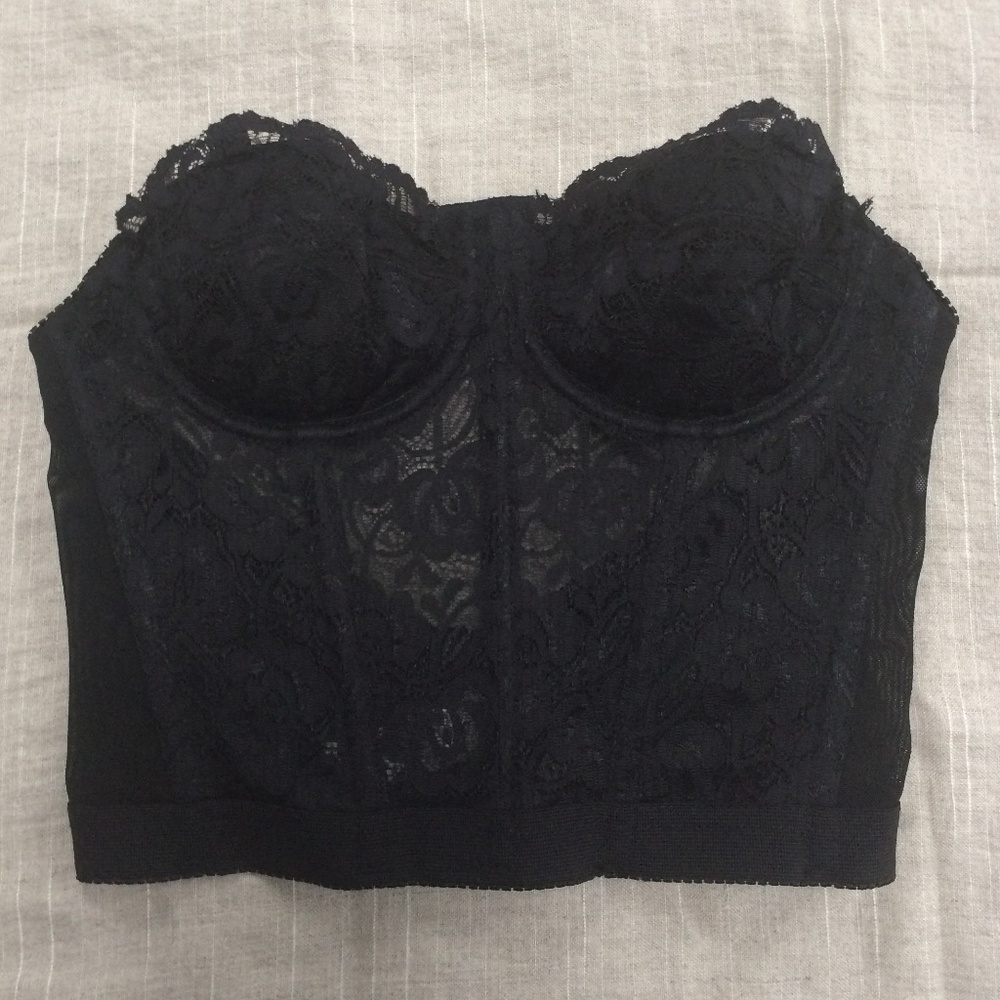 32A Nasty Gal Black Lace Corset Bustier